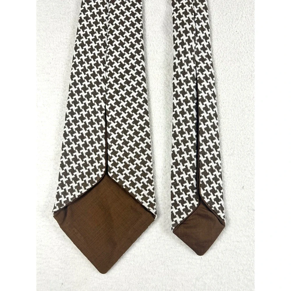 Unbranded Houndstooth Necktie Mens One Size Brown Classic
